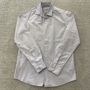 Sunspel Dress Shirt Mens Small Blue Button Up 100% Cotton FLAWS